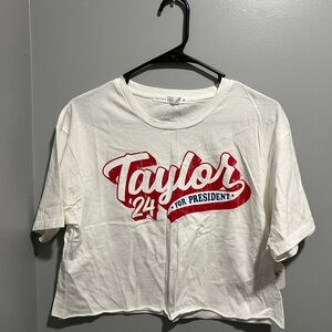Taylor for President 2024 - White Tee with Red and Blue Graphic